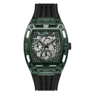 Guess Phantom Skeleton Watch – Green & Black