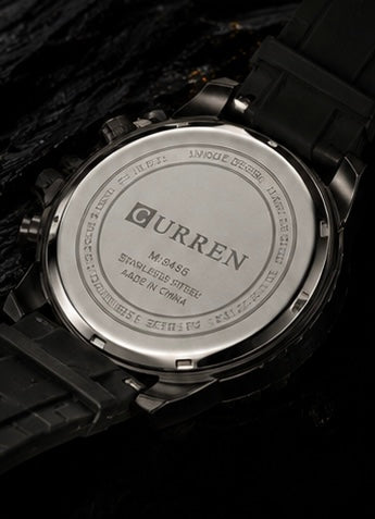 ⌚️CURREN Luxury Black Sport Chronograph Watch for Men | Premium Silicone Strap | Quartz Movement | Waterproof Style✨