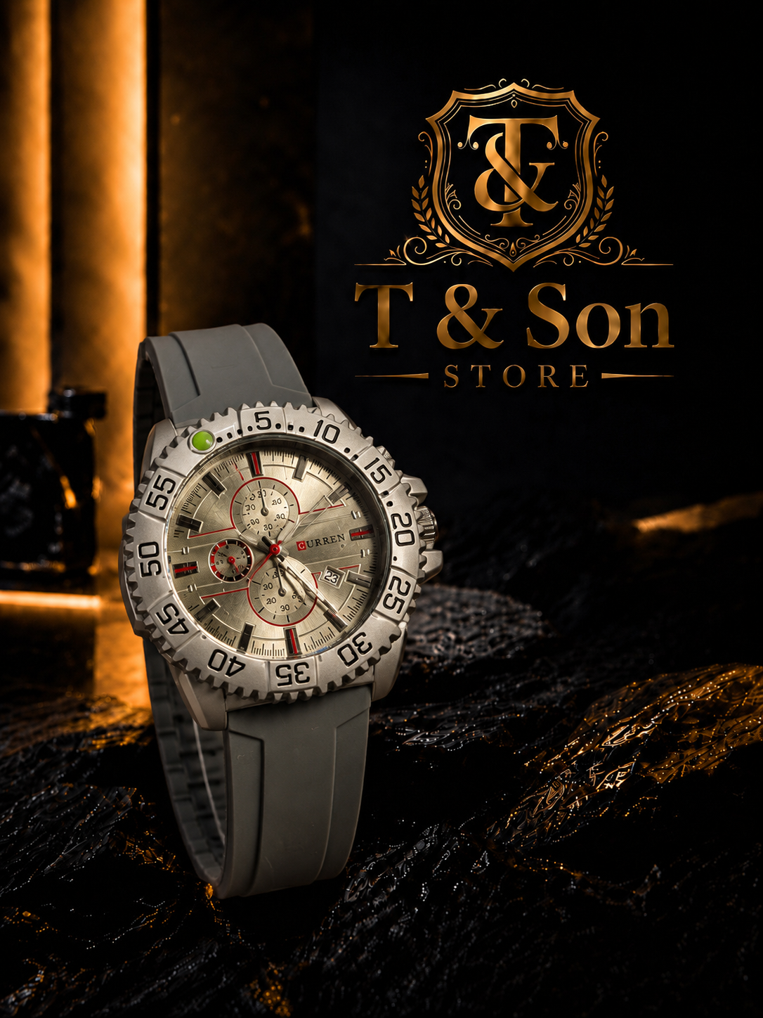 ⌚️CURREN Luxury Black Sport Chronograph Watch for Men | Premium Silicone Strap | Quartz Movement | Waterproof Style✨