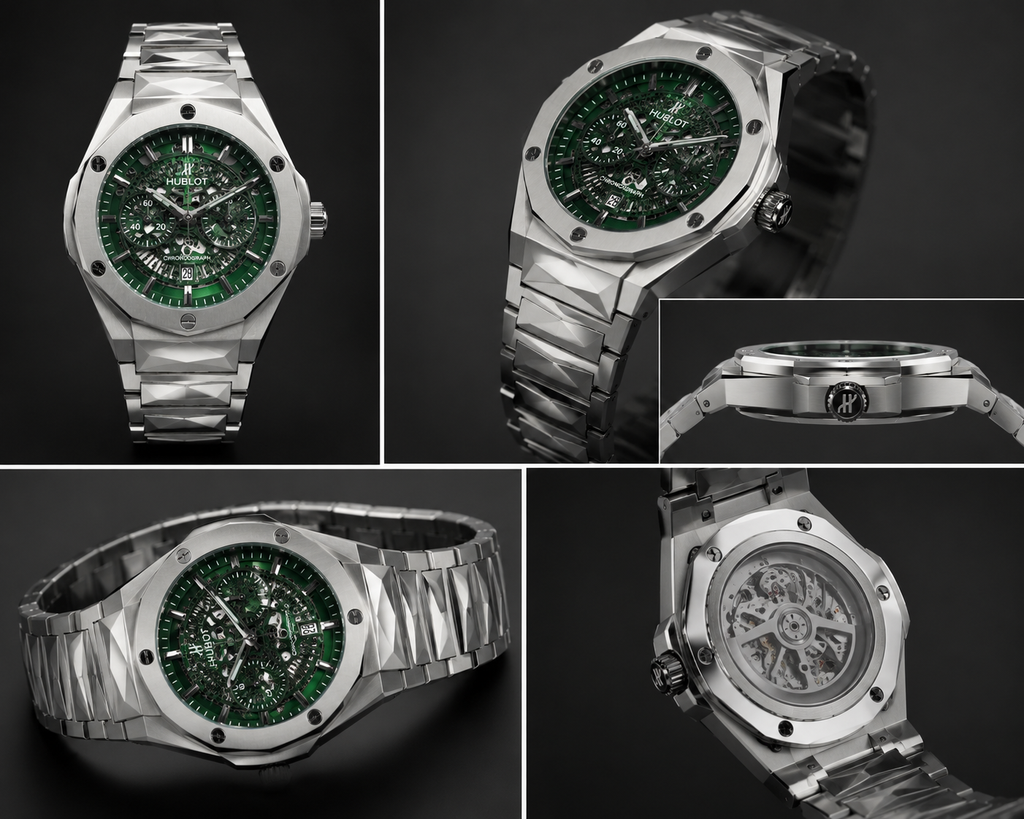 ⌚️Hublot Luxury Skeleton Watch – Silver Edition