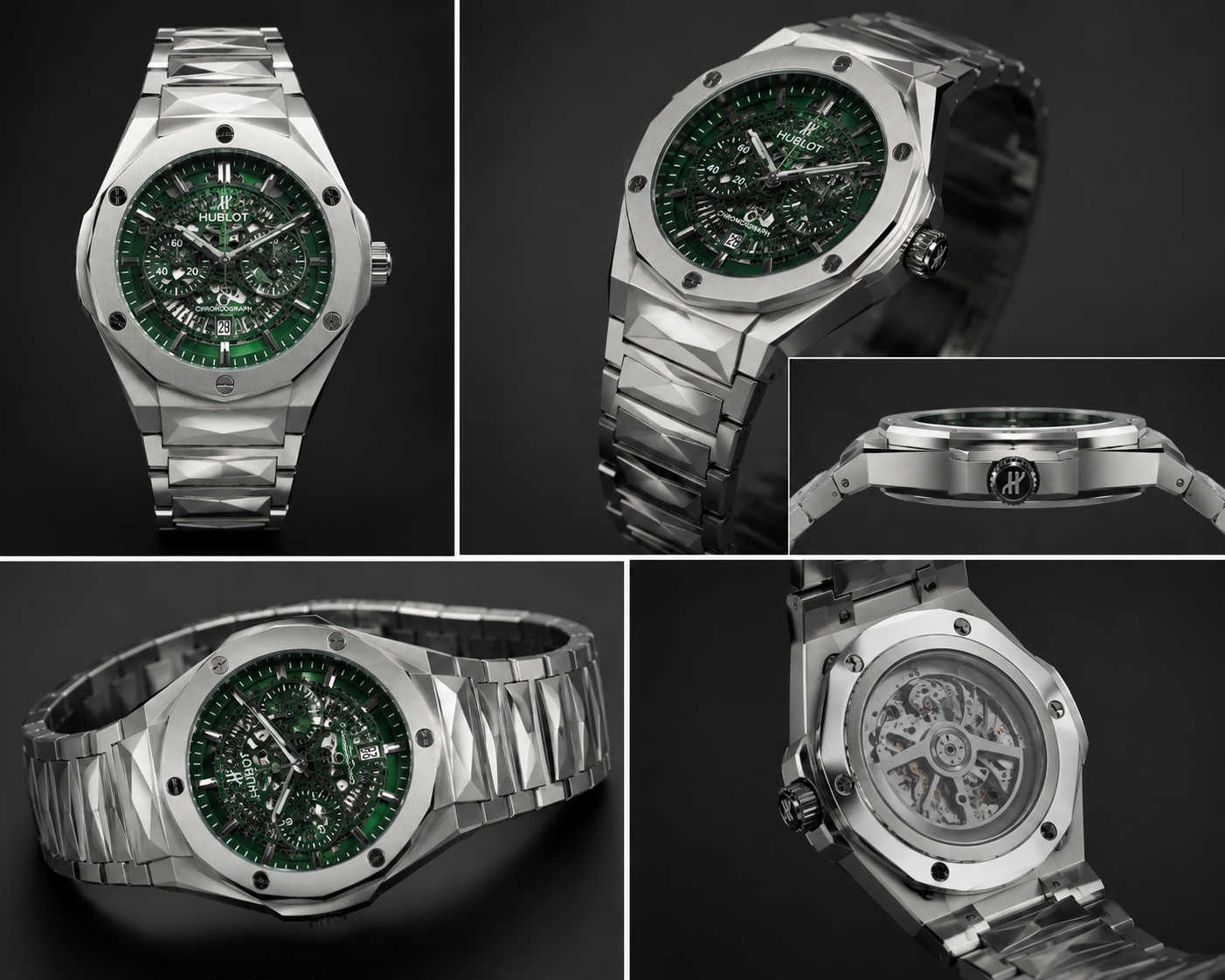 ⌚️Hublot Luxury Skeleton Watch – Silver Edition